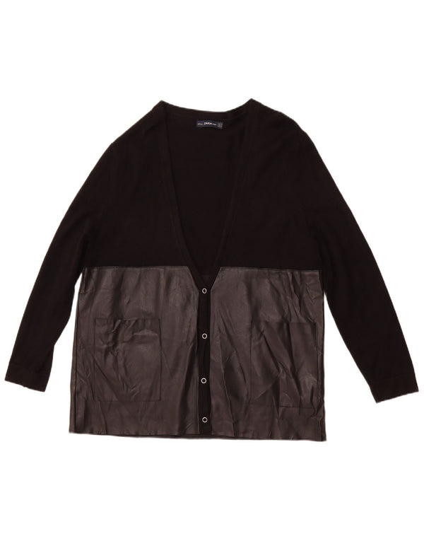 ZARA Cardigan surdimensionné pour femme UK 10 Petit colorblock noir
