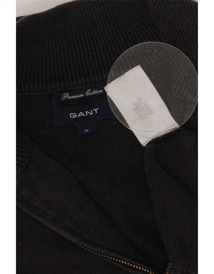 Gant Pull Col Zippé Homme Gris Moyen Coton
