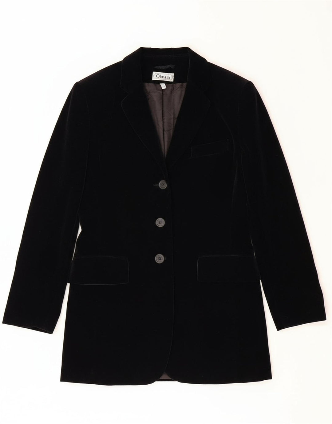 OKTAVIA Womens 3 Button Velour Blazer Jacket UK 12 Medium Black