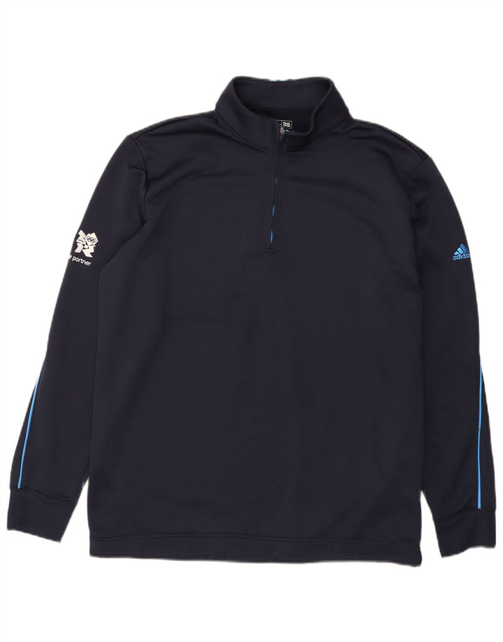 Adidas Climalite Zip Neck Sweatshirt Jumper Grand Bleu Marine Polyester