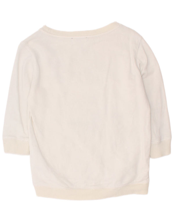 Diesel Sweat-shirt graphique à manches 3/4 pour femme UK 4 XS Blanc Coton