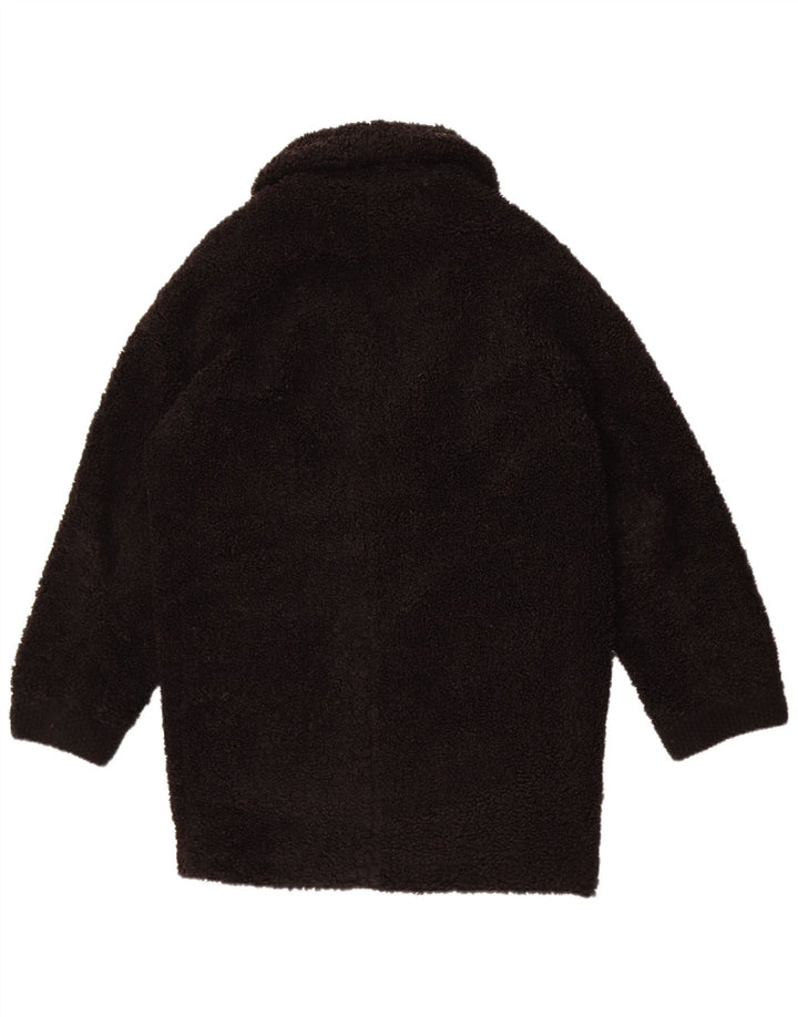 Zara Manteau surdimensionné en polaire pour femme UK 6 XS Noir Polyester