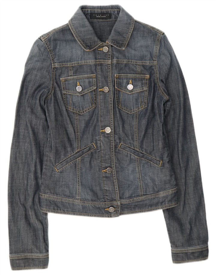 Simona Barbieri Veste en jean Twin-Set pour femme UK 10 Petit coton bleu