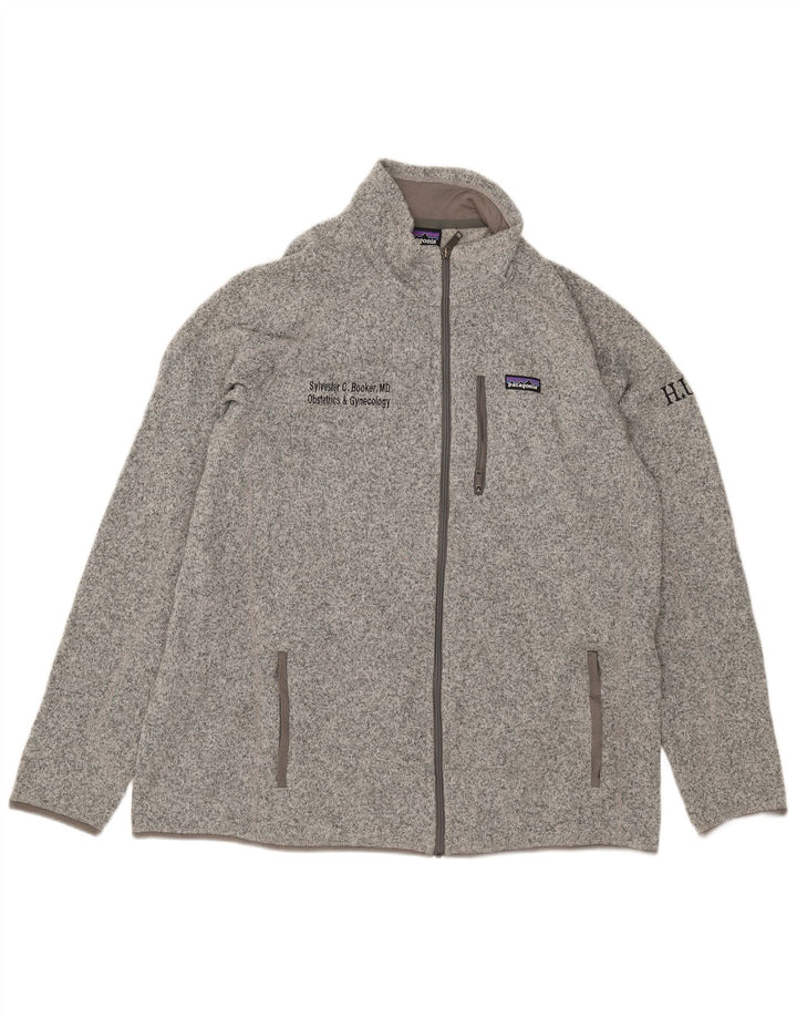 Patagonia Hommes Graphique Survêtement Top Veste 2XL Gris Moucheté Polyester