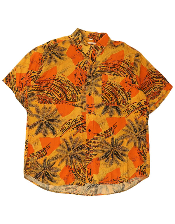 vintage Mens Graphic Short Sleeve Shirt Taille 41/42 Grand Orange Hawaïen