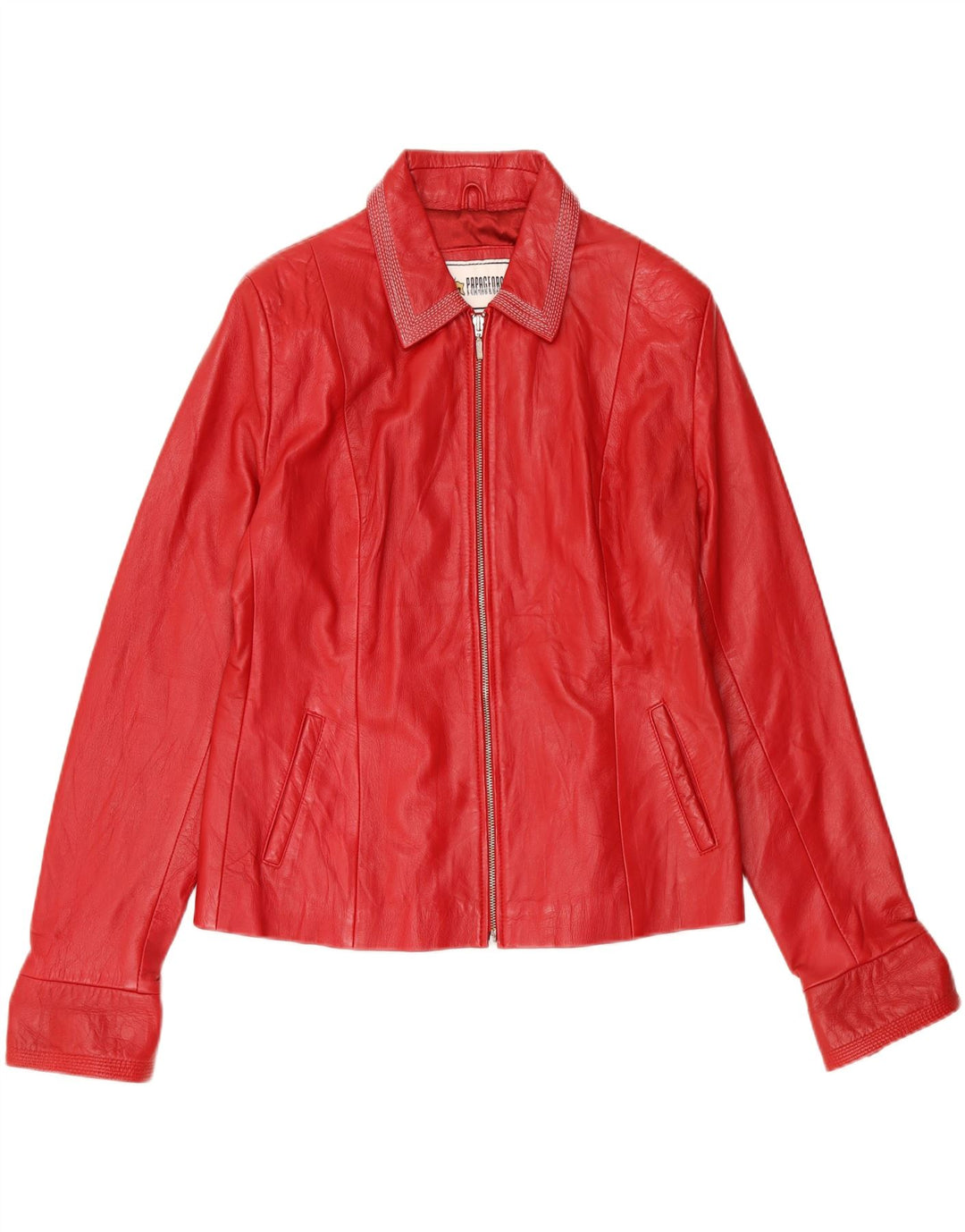 veste en cuir femme vintage UK 24 4XL Rouge