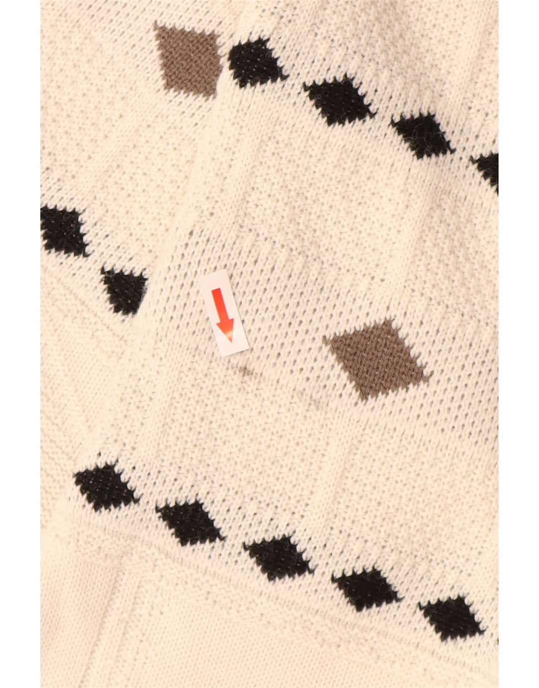 vintage Mens Crew Neck Jumper Pull XL Blanc Argyle/Diamant