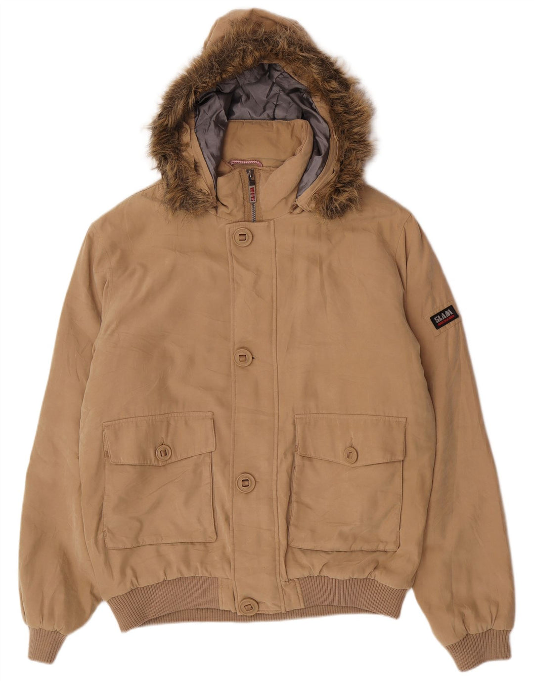 Slam Veste coupe-vent à capuche pour homme UK 42 XL Beige Polyester