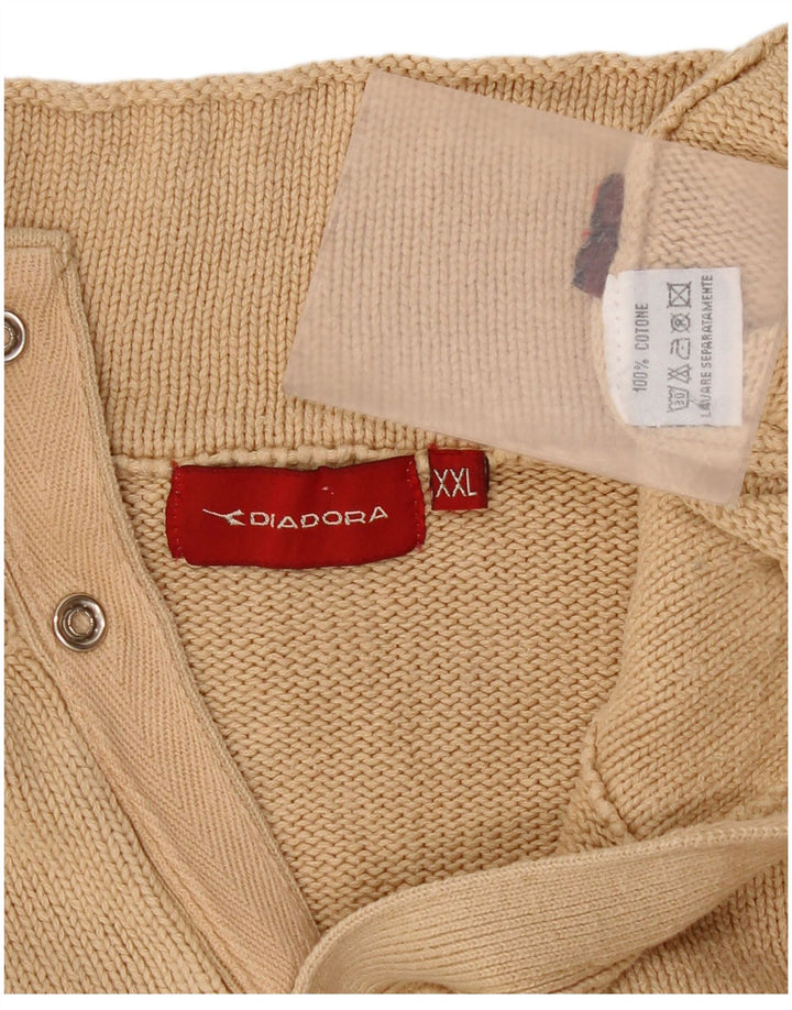 Diadora Pull à col boutonné XL en coton beige pour homme