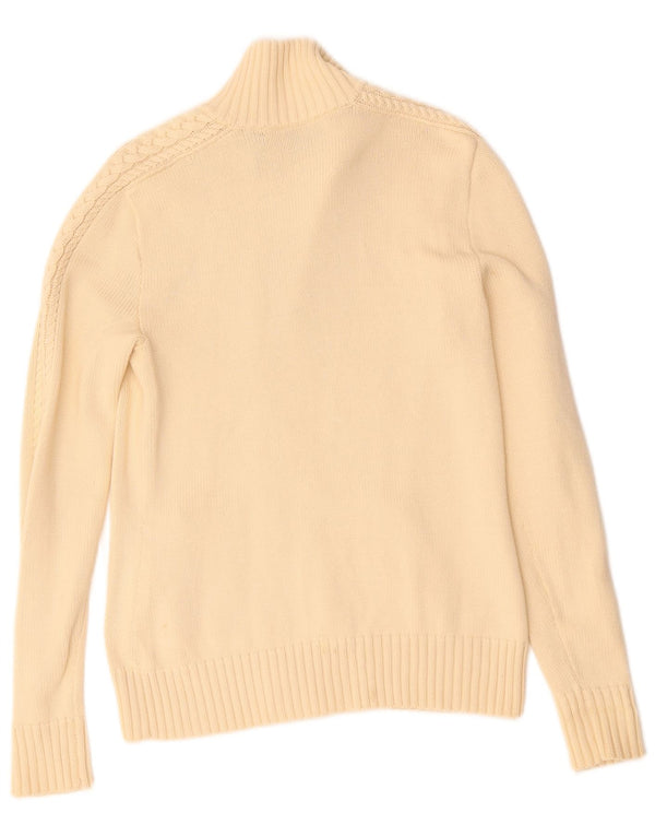 RALPH LAUREN Pull Cardigan Femme UK 10 Petit Coton Beige
