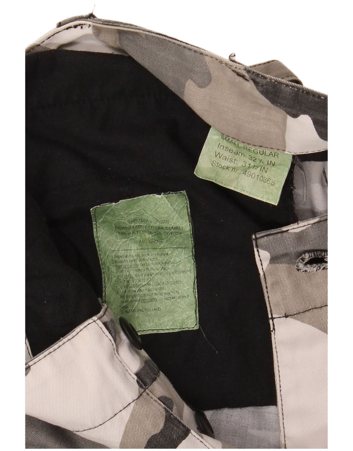 VINTAGE Pantalon cargo régulier pour hommes Petit W31.5 L32.5 Camouflage gris