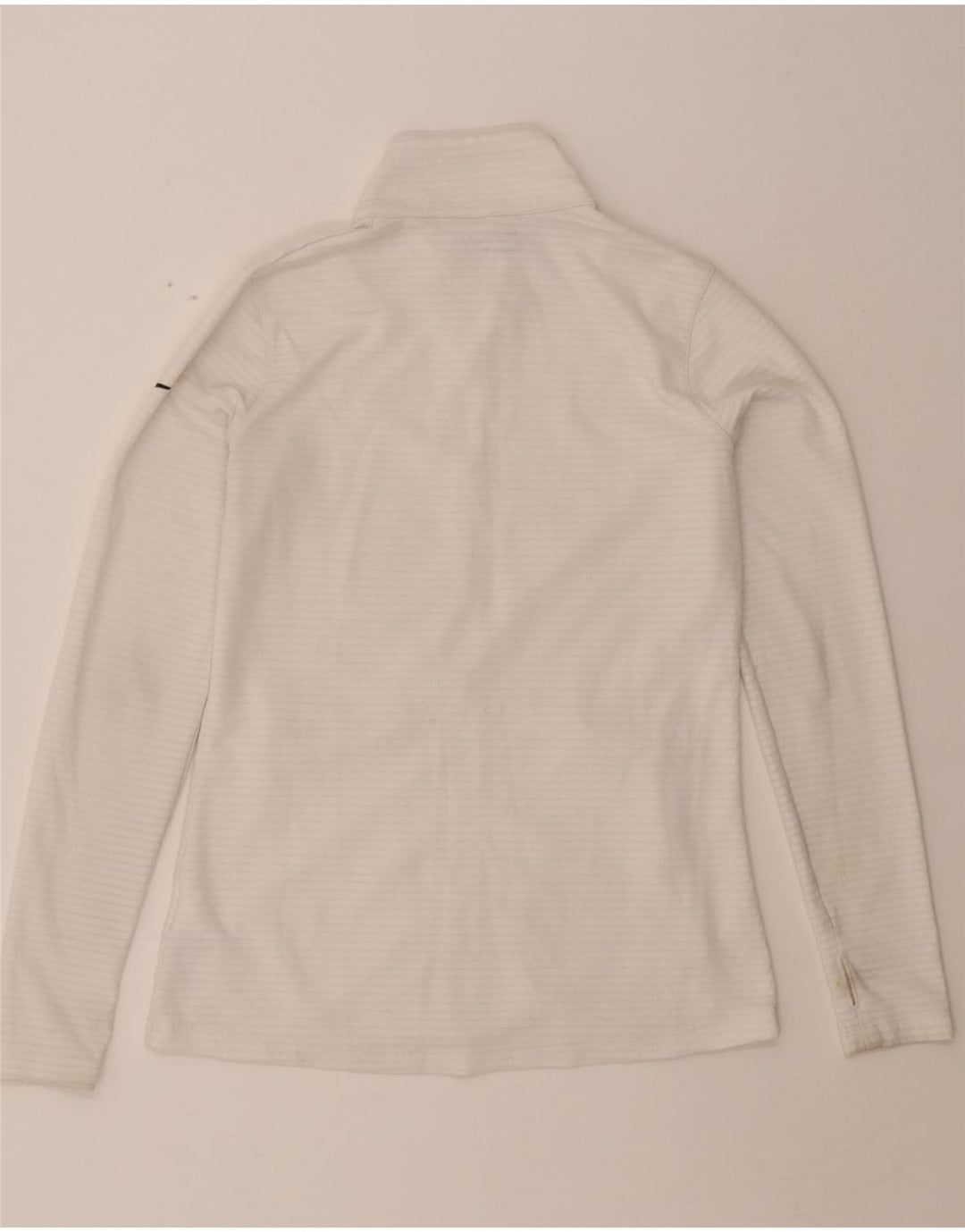 NIKE Womens Dri Fit Tracksuit Top Jacket UK 14 Large White Striped Vintage Nike and Second-Hand Nike from Messina Hembry 