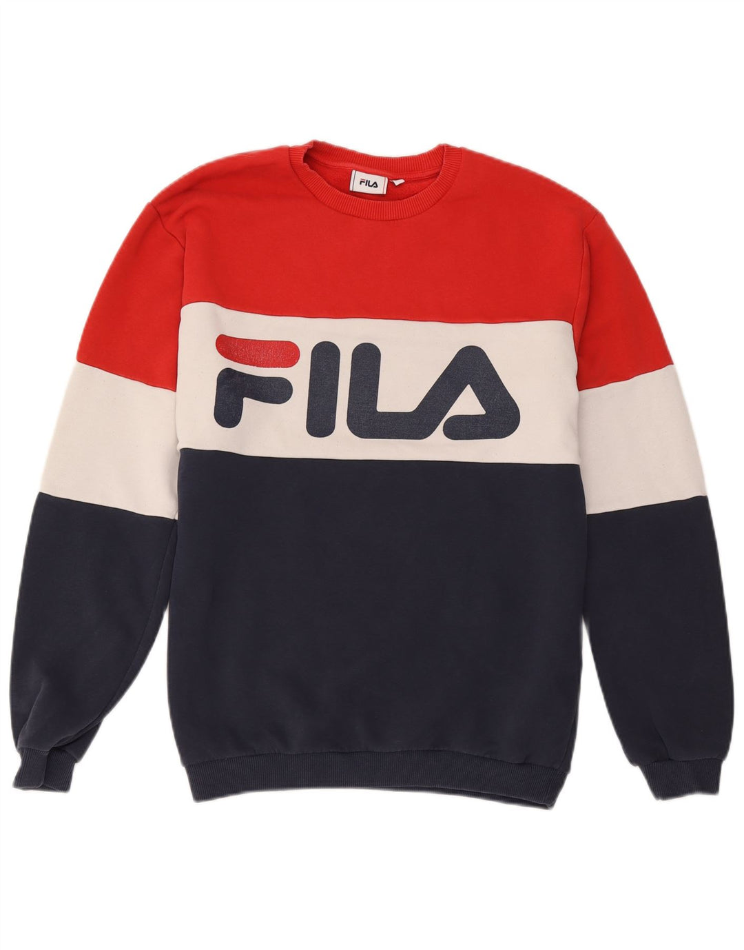 Fila Homme Graphic Sweatshirt Jumper Medium Multicolore Colourblock Coton