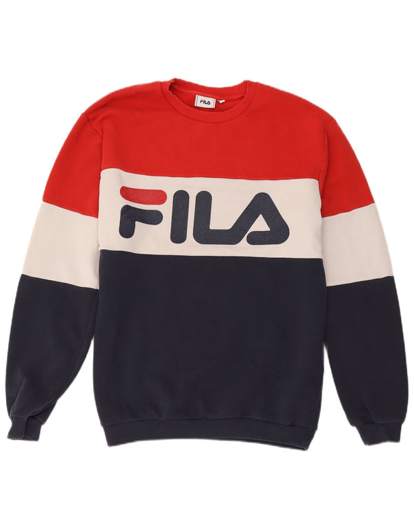 Fila Homme Graphic Sweatshirt Jumper Medium Multicolore Colourblock Coton