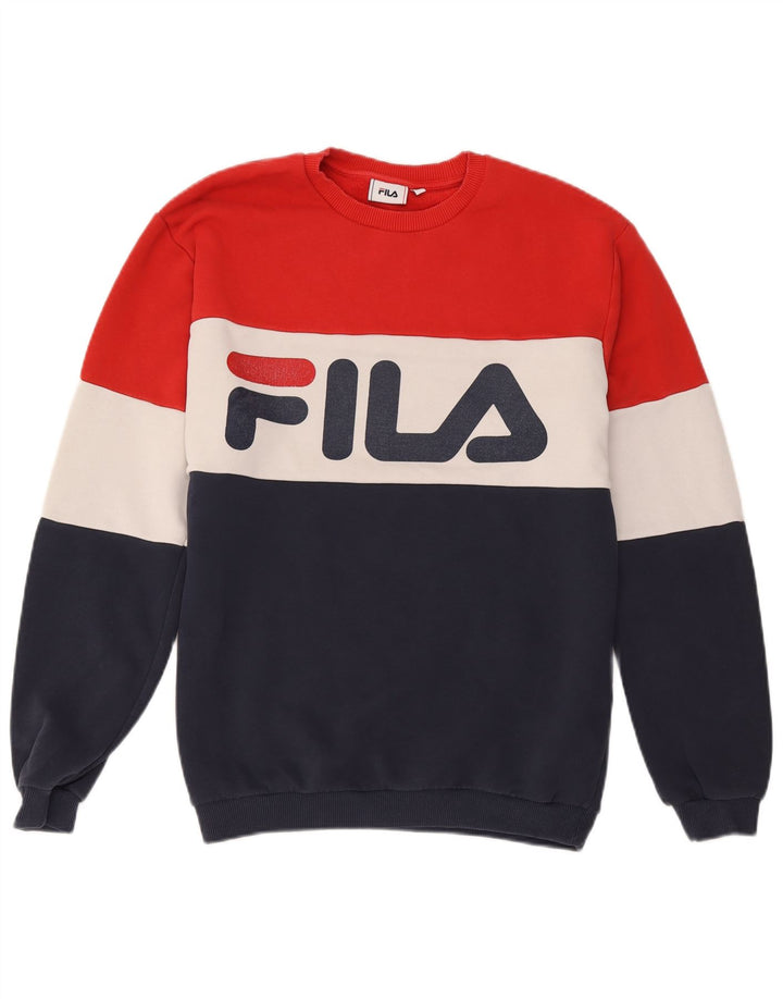 Fila Homme Graphic Sweatshirt Jumper Medium Multicolore Colourblock Coton