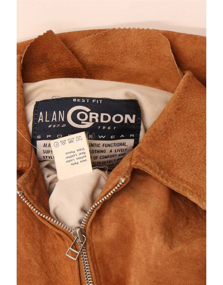 Alan Gordon Veste bomber en daim pour femme UK 14 Grand cuir beige