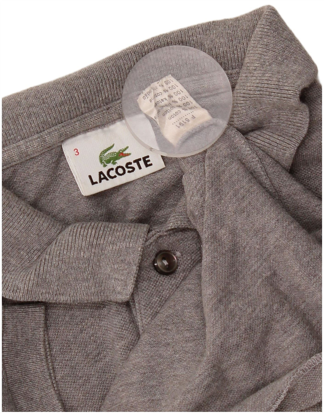 Lacoste Polo Homme Taille 3 Petit Gris Coton