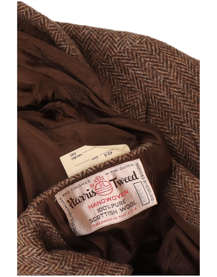 Harris Tweed Veste blazer à 2 boutons pour homme UK 42 XL en laine à chevrons marron