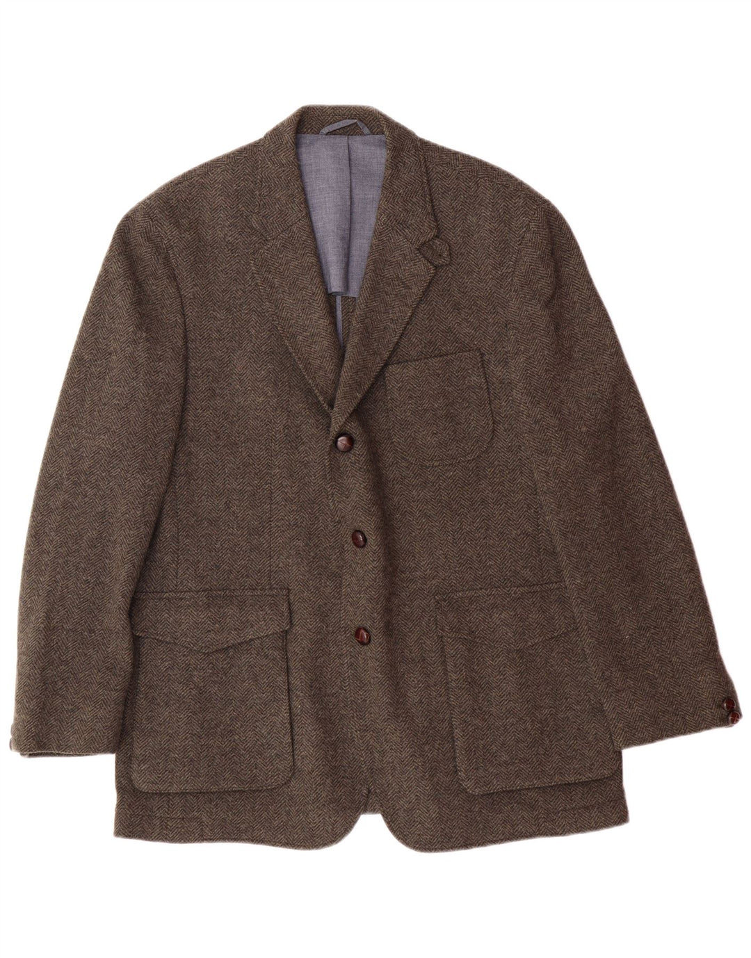HACKETT Veste blazer à 3 boutons pour homme UK 44 XL en laine à chevrons marron