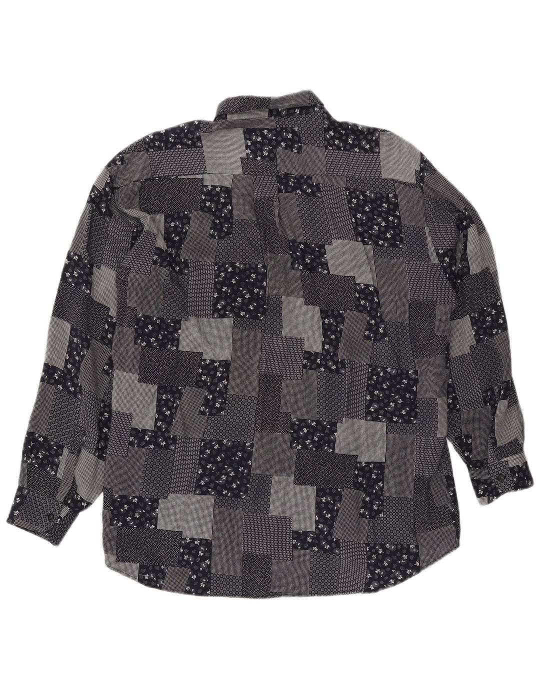 VINTAGE Chemise Homme XL Noir Patchwork Viscose