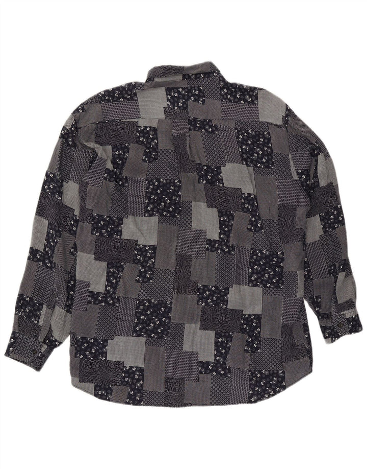 VINTAGE Chemise Homme XL Noir Patchwork Viscose