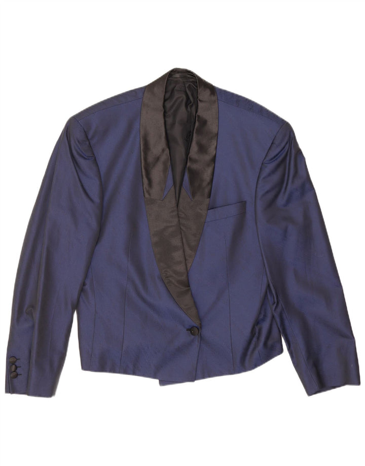 Veste Blazer 1 Bouton Femme UK 16 Large Bleu Marine Coton