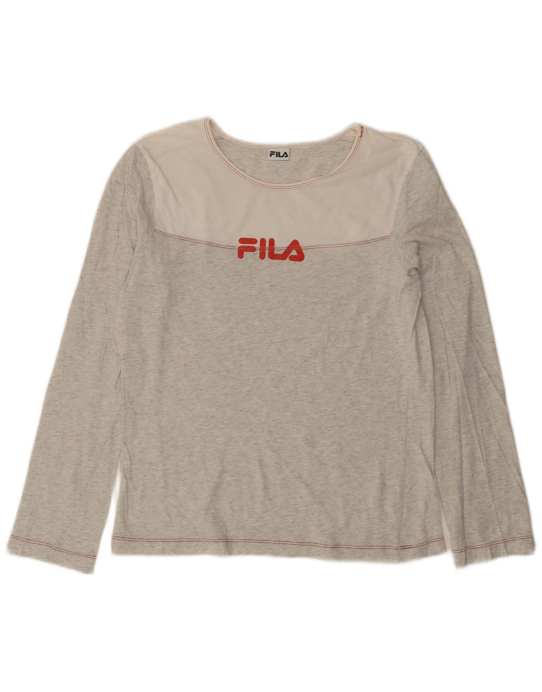FILA Haut graphique à manches longues pour femme UK 12 Gris moyen moucheté