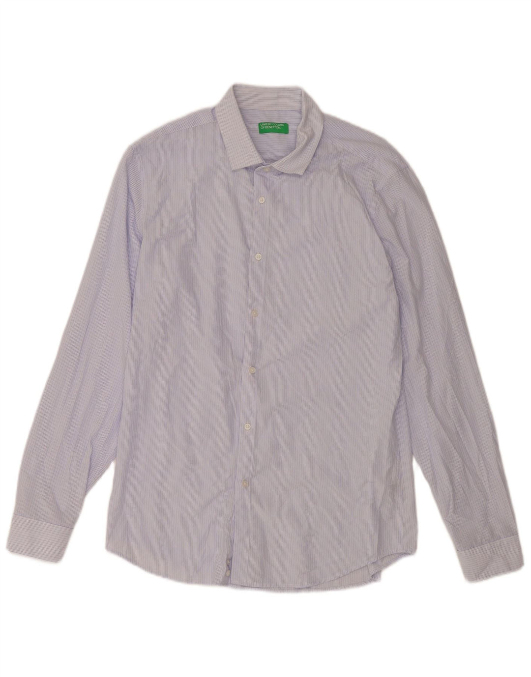 Benetton Chemise Homme Grandes Rayures Bleues En Viscose