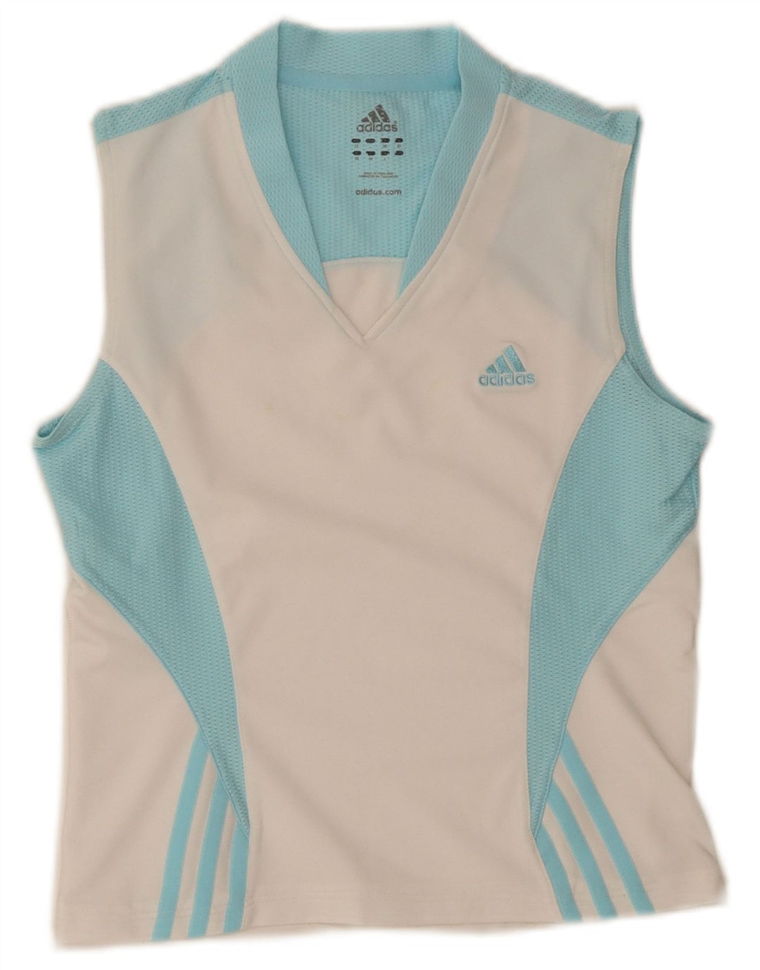 Adidas Womens Crop Vest Top UK 12 Medium Blanc Colorblock