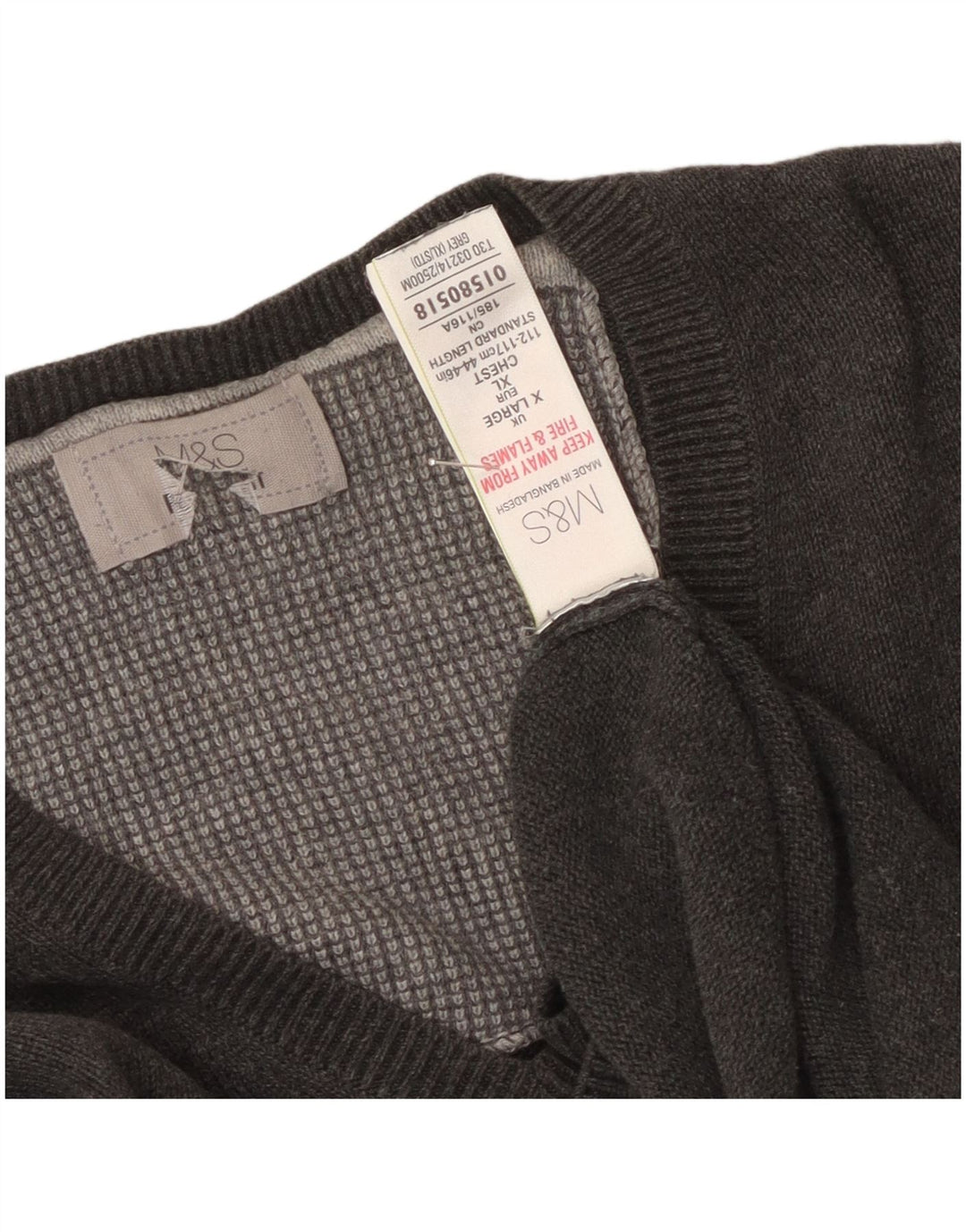 Marks & Spencer Pull col V pour homme XL Gris Coton