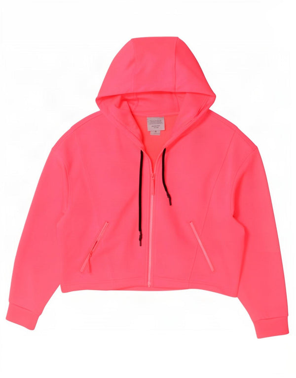Zara Pull à capuche zippé surdimensionné pour femme UK 14 Polyester rose moyen