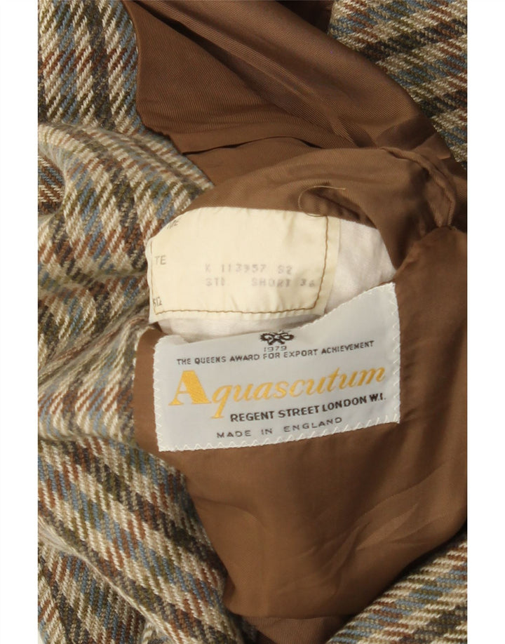 Aquascutum Veste Blazer 2 Boutons Homme UK 36 Petit Cachemire Multicolore