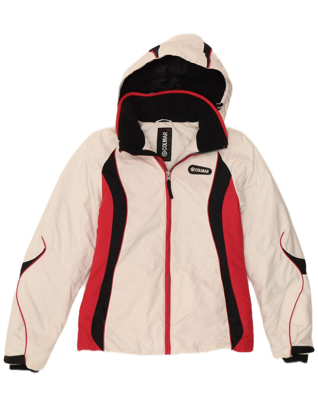 Colmar Veste de ski à capuche pour femme IT 42 Medium White Colourblock Sports