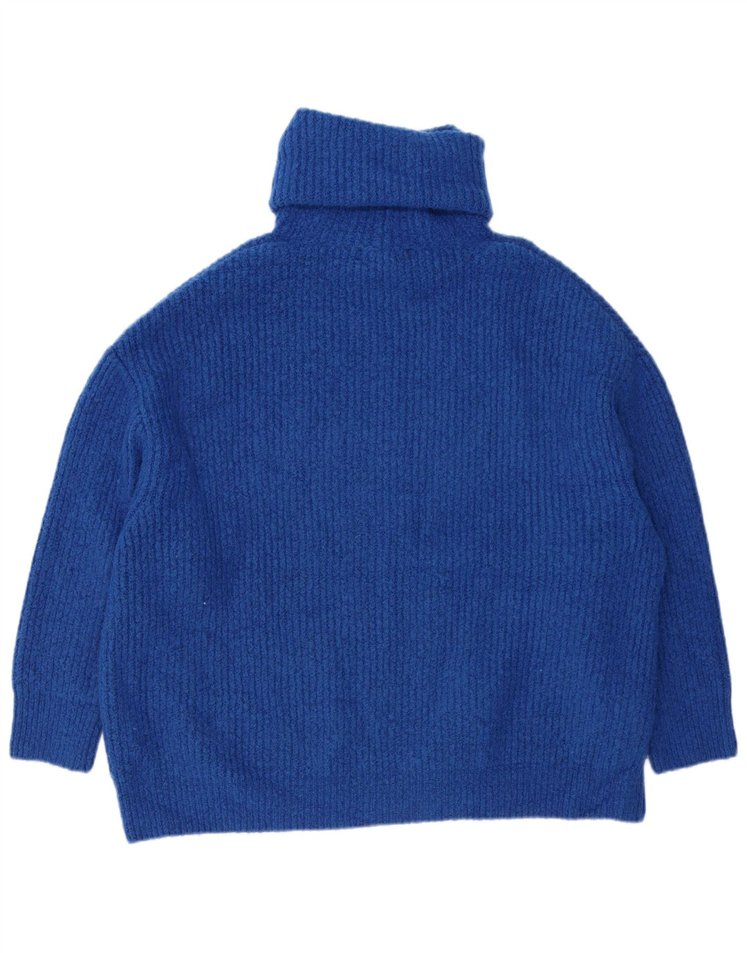 Zara Pull surdimensionné à col roulé pour femme UK 14 Acrylique bleu moyen