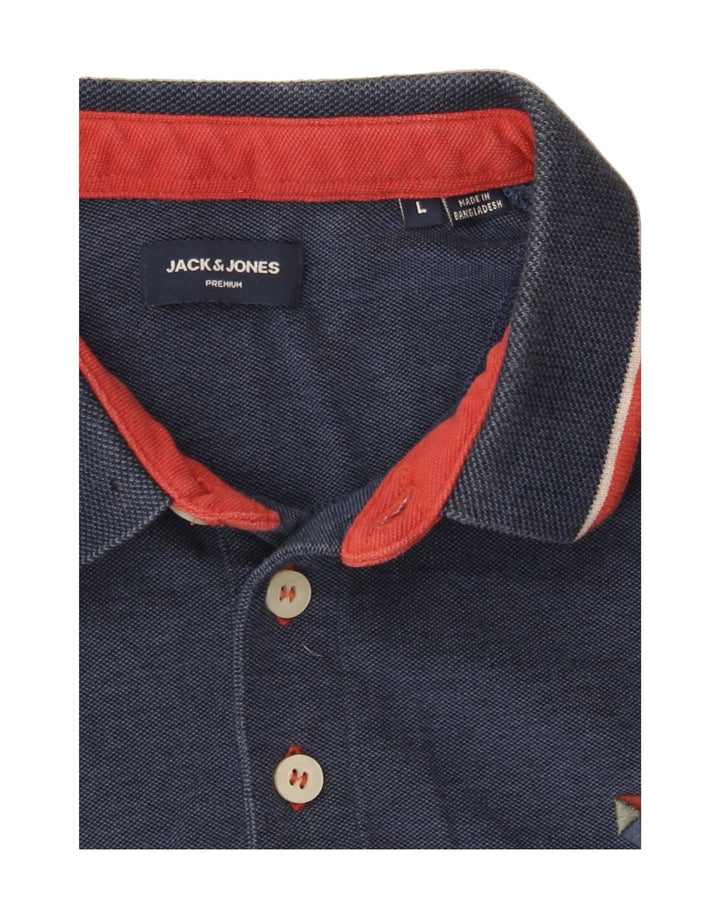 JACK & JONES Mens Polo Shirt Large Navy Blue Cotton Vintage Jack & Jones and Second-Hand Jack & Jones from Messina Hembry 