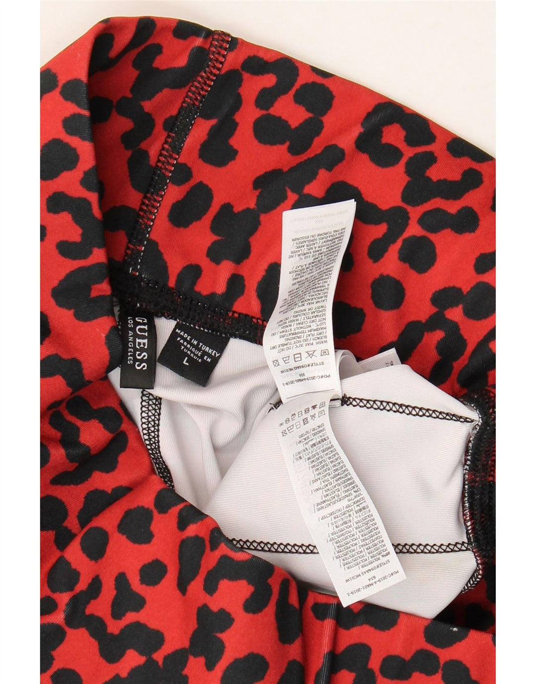 Guess Legging court graphique pour femme UK 44 Grand rouge imprimé animal Polyester