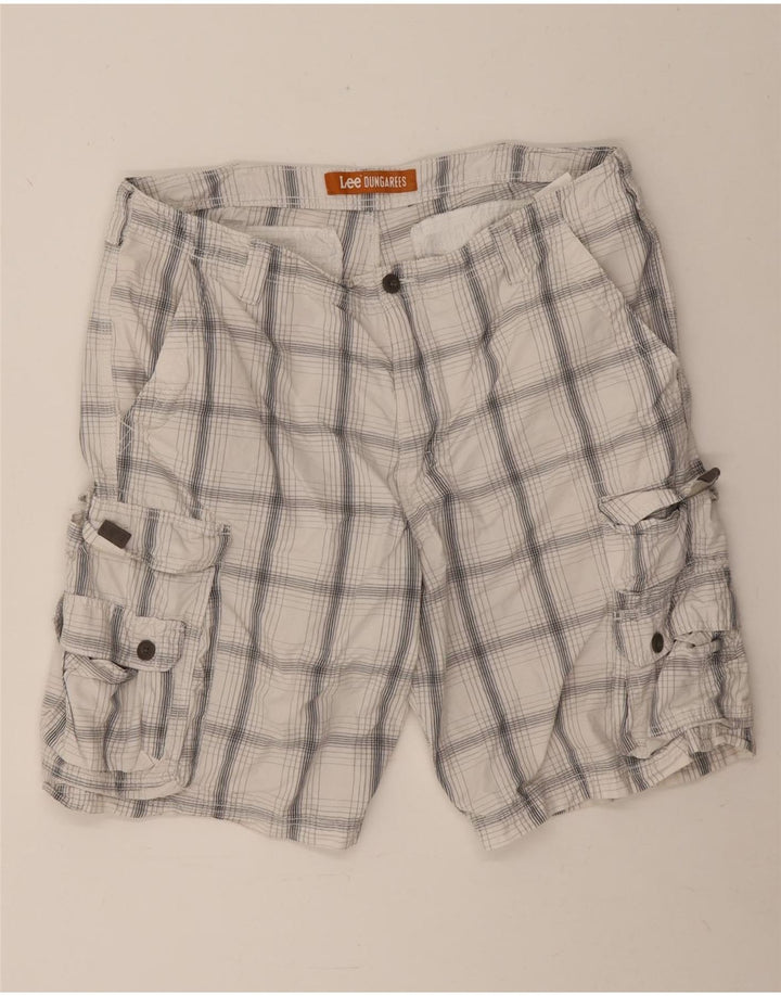 Lee Short Cargo Salopette Homme W38 XL Coton à Carreaux Blanc