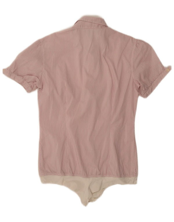 Benetton Body Chemise Femme UK 14 Rose Moyen à Rayures