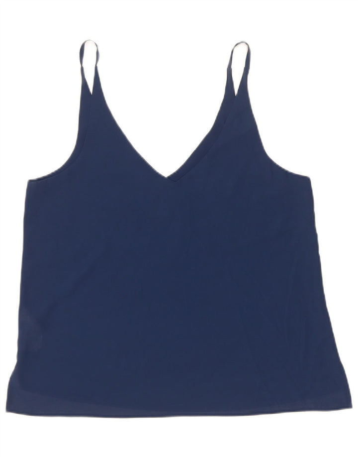 Topshop Femme Cami Top UK 10 Petit Bleu Marine Polyester