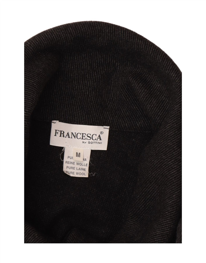 Francesca Manteau Cape Femme UK 14 Laine à Rayures Gris Moyen