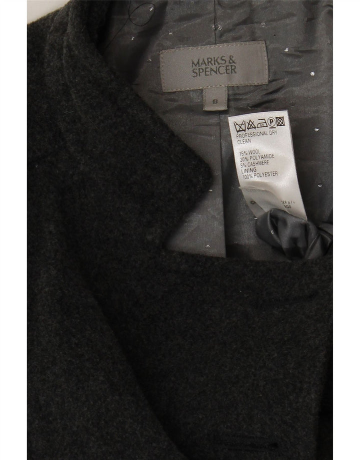 MARKS & SPENCER Manteau Femme UK 8 Petite Laine Grise