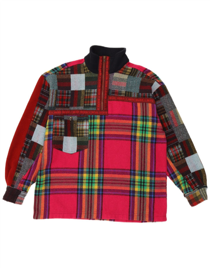 Vintage Mens Pull Flanelle Chemise Grand Acrylique À Carreaux Multicolore