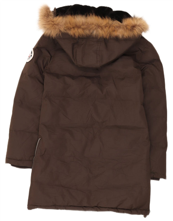 Geographical Norway Manteau rembourré à capuche pour homme EU 38/40 Marron moyen Polyester