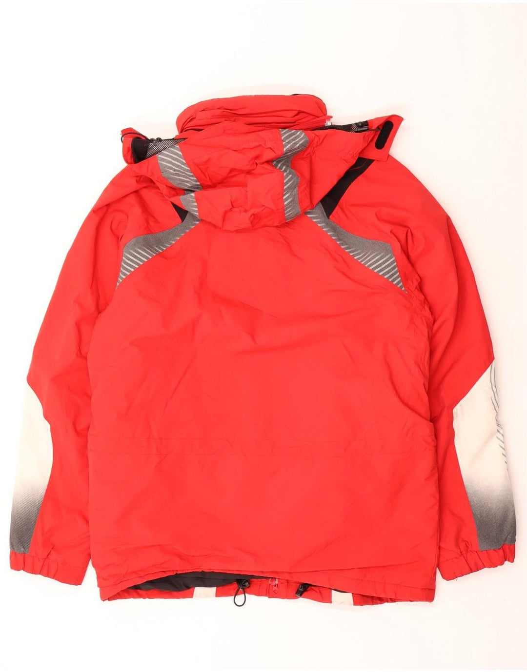 Fila Veste coupe-vent à capuche pour homme UK 40 Large Rouge Colorblock Polyamide