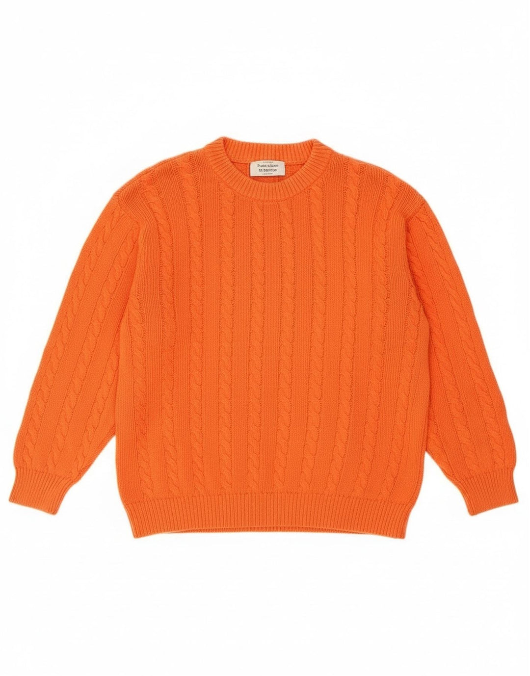 Benetton Pull à col rond pour femme UK 14 en coton orange moyen