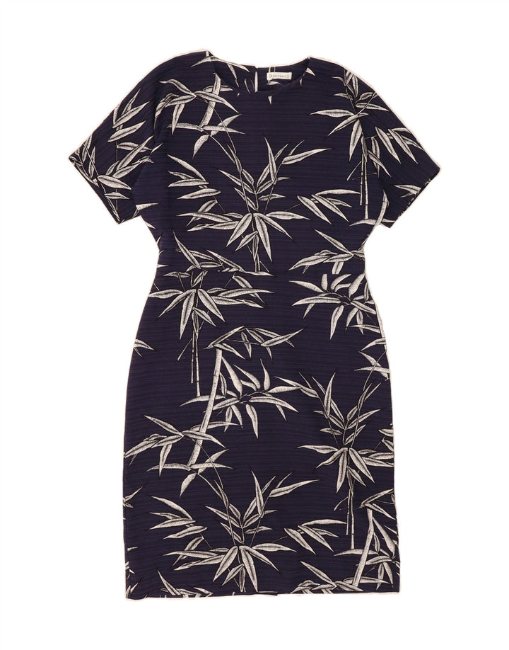 WAREHOUSE Womens Sheath Dress UK 14 Large Navy Blue Floral Polyester Vintage Warehouse and Second-Hand Warehouse from Messina Hembry 
