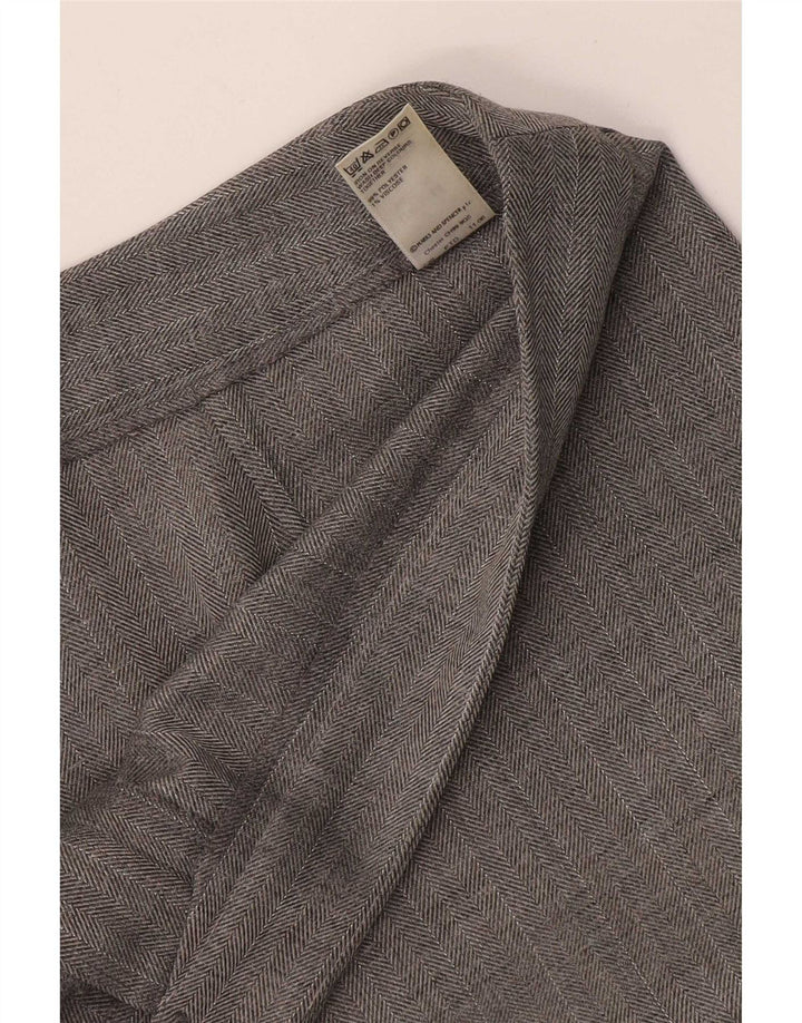 Marks & Spencer Pantalon de costume pour femme UK 14 Medium W32 L28 Gris chevrons
