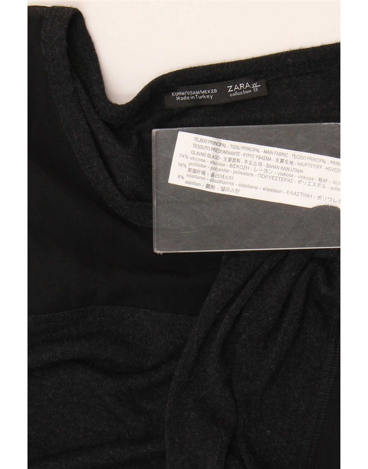 Zara Femme Haut Oversize Manches Longues UK 14 Medium Noir Viscose