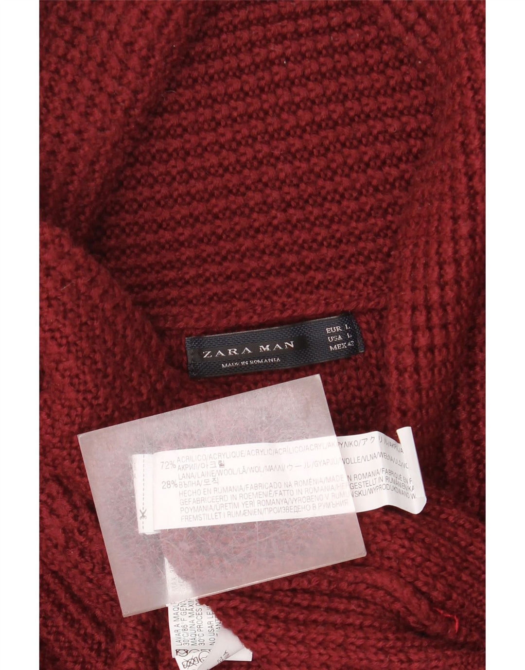 Zara Homme Col Châle Pull Pull Large Marron Acrylique