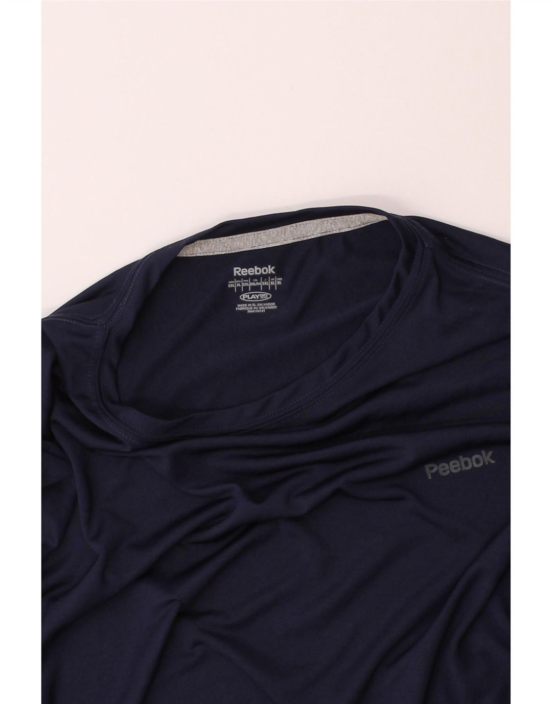 REEBOK Mens T-Shirt Top XL Navy Blue Polyester Vintage Reebok and Second-Hand Reebok from Messina Hembry 